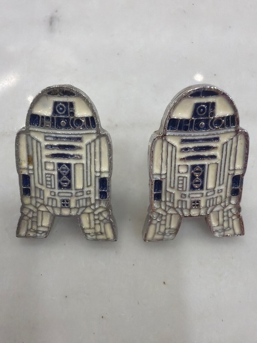 Star Wars R2-D2 Robot Stud Earrings Silver & Enamel Sci-Fi Jewelry For Fans